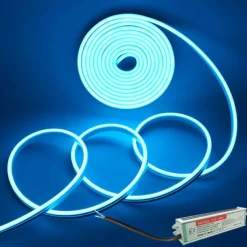 Waterproof Flexible LED Neon Strip Light with Power 12V Outdoor Silicone Rope 5 m 16.4 ft 600 SMD Pool Light Strip Suitable for Signature Bar Home Kitchen Bedroom Party Christmas Decorations