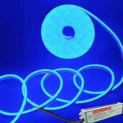 Waterproof Flexible LED Neon Strip Light with Power 12V Outdoor Silicone Rope 5 m 16.4 ft 600 SMD Pool Light Strip Suitable for Signature Bar Home Kitchen Bedroom Party Christmas Decorations