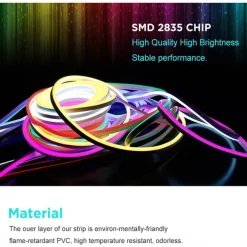 Waterproof LED Neon Flexible Strip Rope Light, Pool Light Strip SMD2835 120LED/M with Power Plug RGB Color Changing 8x16mm 5m 10m 20m 220V