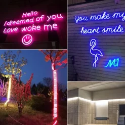 Waterproof LED Neon Flexible Strip Rope Light, Pool Light Strip SMD2835 120LED/M with Power Plug RGB Color Changing 8x16mm 5m 10m 20m 220V