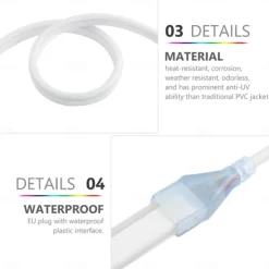 Waterproof LED Neon Flexible Strip Rope Light, Pool Light Strip SMD2835 120LED/M with Power Plug RGB Color Changing 8x16mm 5m 10m 20m 220V