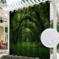 Waterproof Outdoor Curtain Privacy, Outdoor Shades, Sliding Patio Curtain Drapes, Pergola Curtains Grommet Forest For Gazebo, Balcony, Porch, Party