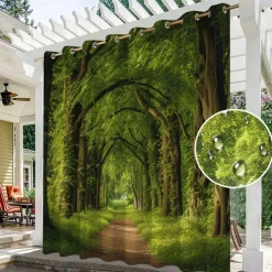 Waterproof Outdoor Curtain Privacy, Outdoor Shades, Sliding Patio Curtain Drapes, Pergola Curtains Grommet Forest For Gazebo, Balcony, Porch, Party