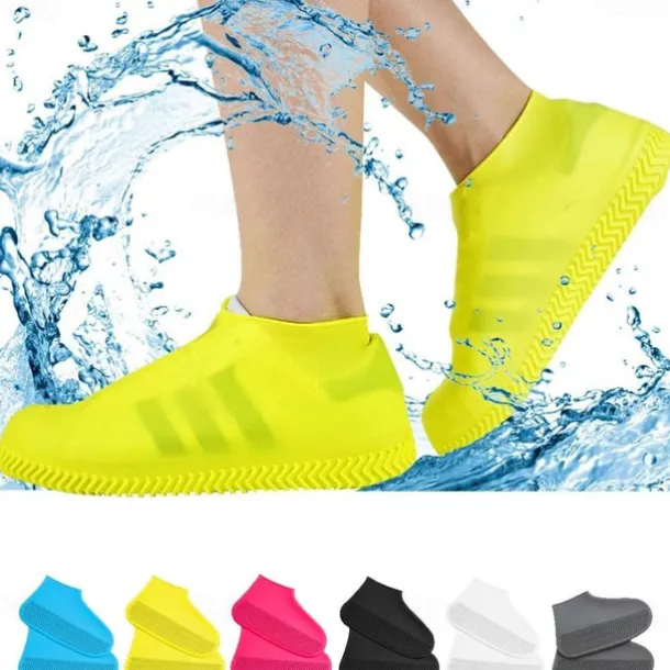 Waterproof Shoe Covers, Non-Slip Water Resistant Overshoes Silicone Rubber Rain Shoe Cover Protectors for Kids, Men, Women