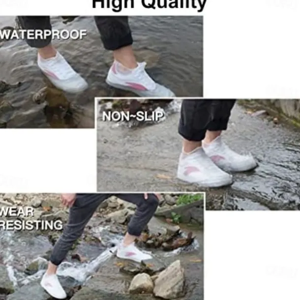 Waterproof Shoe Covers, Non-Slip Water Resistant Overshoes Silicone Rubber Rain Shoe Cover Protectors for Kids, Men, Women
