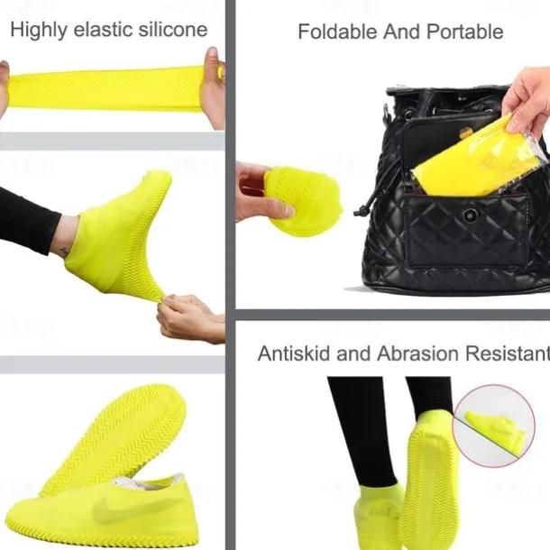 Waterproof Shoe Covers, Non-Slip Water Resistant Overshoes Silicone Rubber Rain Shoe Cover Protectors for Kids, Men, Women