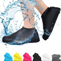 Waterproof Shoe Covers, Non-Slip Water Resistant Overshoes Silicone Rubber Rain Shoe Cover Protectors for Kids, Men, Women