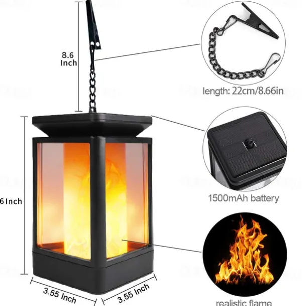 Waterproof Solar Garden Light Flame Torch Flickering Lamp Outdoor Lantern Landscape Yard Path Decorate Atmosphere Lighting