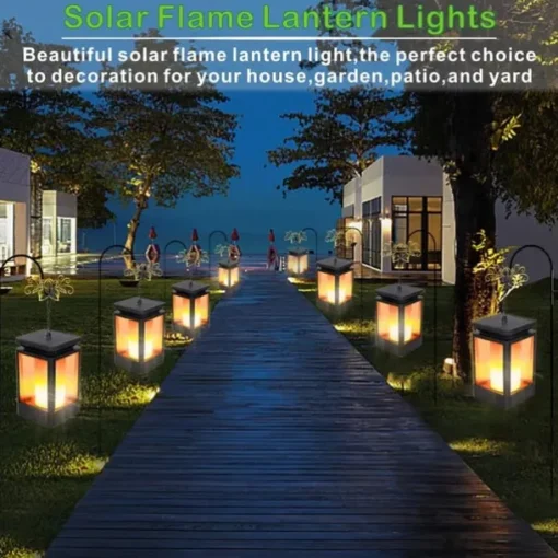 Waterproof Solar Garden Light Flame Torch Flickering Lamp Outdoor Lantern Landscape Yard Path Decorate Atmosphere Lighting