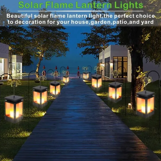 Waterproof Solar Garden Light Flame Torch Flickering Lamp Outdoor Lantern Landscape Yard Path Decorate Atmosphere Lighting