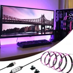 Waterproof USB LED Strip Lights RGB Color Changing 3.28-15FT Battery Powered LED Strip Lights Flexible Battery Operated LED Lights with 3 Keys IR Controller for Bedroom Desk Home Room TV Camping and DIY Decor