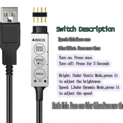 Waterproof USB LED Strip Lights RGB Color Changing 3.28-15FT Battery Powered LED Strip Lights Flexible Battery Operated LED Lights with 3 Keys IR Controller for Bedroom Desk Home Room TV Camping and DIY Decor