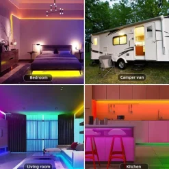 Waterproof USB LED Strip Lights RGB Color Changing 3.28-15FT Battery Powered LED Strip Lights Flexible Battery Operated LED Lights with 3 Keys IR Controller for Bedroom Desk Home Room TV Camping and DIY Decor