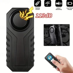 Waterproof Wireless Bicycle Alarm with Remote Control Electric Motorcycle & Car Security Anti-Theft System with Vibration Sensor & Lost Reminder 113dB