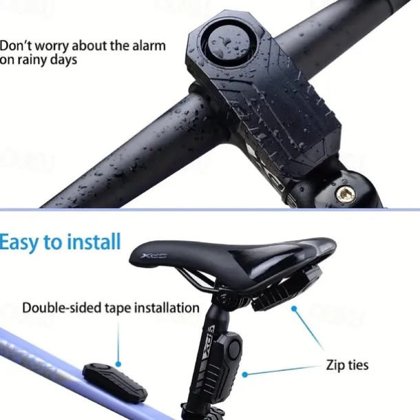 Waterproof Wireless Bicycle Alarm with Remote Control Electric Motorcycle & Car Security Anti-Theft System with Vibration Sensor & Lost Reminder 113dB