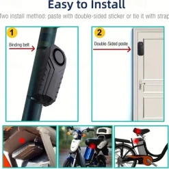 Waterproof Wireless Bicycle Alarm with Remote Control Electric Motorcycle & Car Security Anti-Theft System with Vibration Sensor & Lost Reminder 113dB