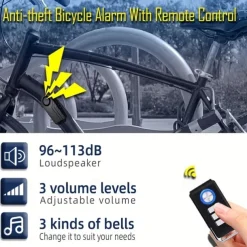 Waterproof Wireless Bicycle Alarm with Remote Control Electric Motorcycle & Car Security Anti-Theft System with Vibration Sensor & Lost Reminder 113dB