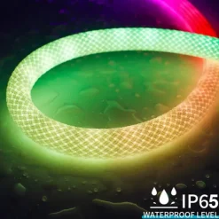 Waterproof Woven LED Strip Light WS2811 RGBIC Woven Silicone Neon Addressable Dream Color USB LED Light Strip with 15mm 360 Degree Illumination 2.4G Wireless Bluetooth Music APP Multi-channel Control Flexible Dreamy Color Rope Light