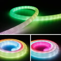 Waterproof WS2811 RGBIC Woven Silicone Neon Light with Addressable Dreamy Color LED Strip 2.5M-10M 360 Degree Lighting WIFI APP Control Bedroom Indoor and Outdoor Decoration Including DC12V Adapter Kit