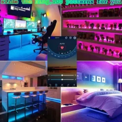 Waterproof WS2811 RGBIC Woven Silicone Neon Light with Addressable Dreamy Color LED Strip 2.5M-10M 360 Degree Lighting WIFI APP Control Bedroom Indoor and Outdoor Decoration Including DC12V Adapter Kit