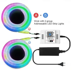 Waterproof WS2811 RGBIC Woven Silicone Neon Light with Addressable Dreamy Color LED Strip 2.5M-10M 360 Degree Lighting WIFI APP Control Bedroom Indoor and Outdoor Decoration Including DC12V Adapter Kit