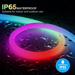 Waterproof WS2811 RGBIC Woven Silicone Neon Light with Addressable Dreamy Color LED Strip 2.5M-10M 360 Degree Lighting WIFI APP Control Bedroom Indoor and Outdoor Decoration Including DC12V Adapter Kit