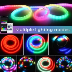 Waterproof WS2811 RGBIC Woven Silicone Neon Light with Addressable Dreamy Color LED Strip 2.5M-10M 360 Degree Lighting WIFI APP Control Bedroom Indoor and Outdoor Decoration Including DC12V Adapter Kit