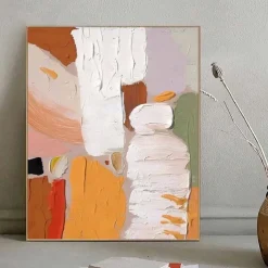 Wave oil Painting Hand painted Abstract Orange painting Hand-Painted pattle knife orange Oil Painting for Living Room Wall Decor Art Abstract Custom Artwork Art Unique painting