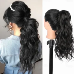 Wavy Ponytail Extension Wrap Around Ponytail Hair Extensions Bleach Blonde Mix Ash Blonde Ponytail Extension 20 inch