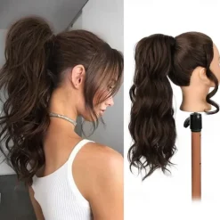 Wavy Ponytail Extension Wrap Around Ponytail Hair Extensions Bleach Blonde Mix Ash Blonde Ponytail Extension 20 inch