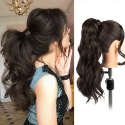 Wavy Ponytail Extension Wrap Around Ponytail Hair Extensions Bleach Blonde Mix Ash Blonde Ponytail Extension 20 inch