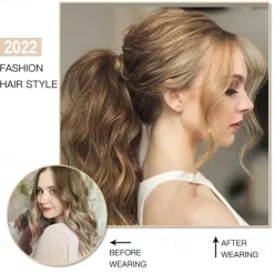 Wavy Ponytail Extension Wrap Around Ponytail Hair Extensions Bleach Blonde Mix Ash Blonde Ponytail Extension 20 inch