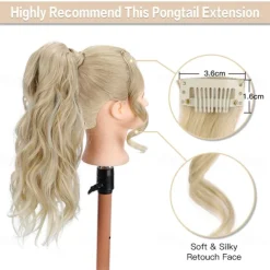Wavy Ponytail Extension Wrap Around Ponytail Hair Extensions Bleach Blonde Mix Ash Blonde Ponytail Extension 20 inch