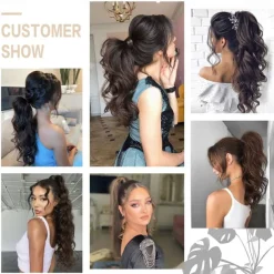 Wavy Ponytail Extension Wrap Around Ponytail Hair Extensions Bleach Blonde Mix Ash Blonde Ponytail Extension 20 inch