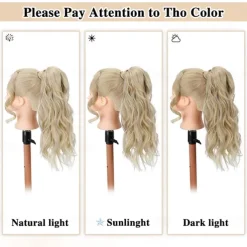 Wavy Ponytail Extension Wrap Around Ponytail Hair Extensions Bleach Blonde Mix Ash Blonde Ponytail Extension 20 inch