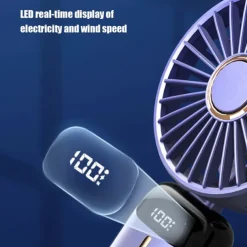 WAZA Foldable USB Mini Fan – Adjustable Height and Angle, LED Light, Personal Rechargeable Fan for Travel and Office