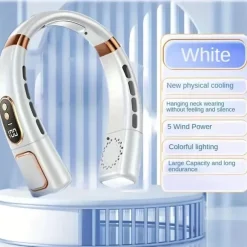 Wearable 5-Speed Neck Fan – Touch Control Silent Air Cooler, USB Powered for Outdoor Sport and Travel