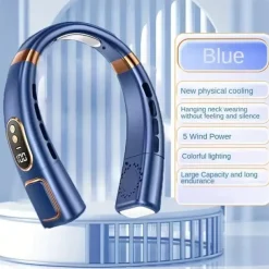 Wearable 5-Speed Neck Fan – Touch Control Silent Air Cooler, USB Powered for Outdoor Sport and Travel
