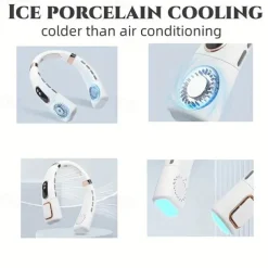 Wearable 5-Speed Neck Fan – Touch Control Silent Air Cooler, USB Powered for Outdoor Sport and Travel