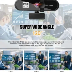 Webcam 4K Mini Wired White Balance Indoor Support