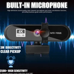 Webcam 4K Mini Wired White Balance Indoor Support