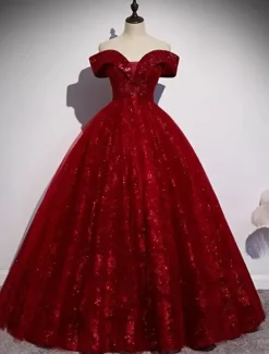 Wedding Dresses Ball Gown Off Shoulder Short Sleeve Floor Length Organza Bridal Gowns With Beading