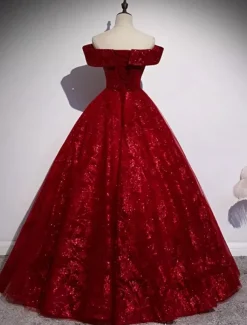 Wedding Dresses Ball Gown Off Shoulder Short Sleeve Floor Length Organza Bridal Gowns With Beading