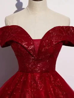 Wedding Dresses Ball Gown Off Shoulder Short Sleeve Floor Length Organza Bridal Gowns With Beading