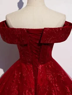 Wedding Dresses Ball Gown Off Shoulder Short Sleeve Floor Length Organza Bridal Gowns With Beading