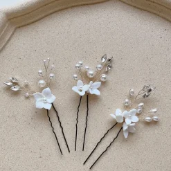 Wedding Hair Comb Bridal Hair Pins Set Silver Crystal Pearl Hair Side Comb U-shaped Flower Rhinestone Wedding Hair Accessories for Bride Bridesmaid Prom