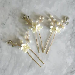 Wedding Hair Comb Bridal Hair Pins Set Silver Crystal Pearl Hair Side Comb U-shaped Flower Rhinestone Wedding Hair Accessories for Bride Bridesmaid Prom