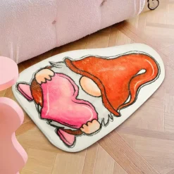 Wedding Heart Rugs Heart Shaped Non Slip Bathroom Rug Washable Mat Heart Kitchen Rugs Love Deco Floor Mat or Shower Bedroom Kitchen Deco (Double Heart, 17.7 x 31.5 Inches)