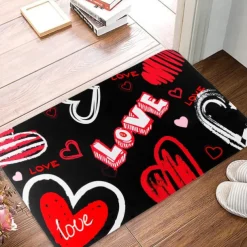 Wedding Heart Rugs Heart Shaped Non Slip Bathroom Rug Washable Mat Heart Kitchen Rugs Love Deco Floor Mat or Shower Bedroom Kitchen Deco (Double Heart, 17.7 x 31.5 Inches)