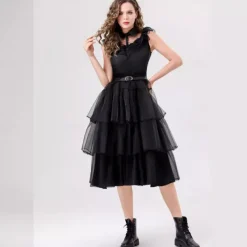 Wednesday Addams Addams family Wednesday Dress Tulle Dresses Punk & Gothic Movie Cosplay for Women's Adults Carnival Masquerade Party / Evening